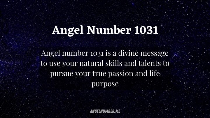 1031 Angel Number Meaning